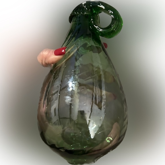 Vintage 100% Recycled green Blown Glass Squash Made in Mexico 50% off w bundle - Picture 1 of 5